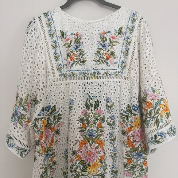 Farm Rio Sweet Bloom Bouquet Eyelet Cotton Cover-Up - Picture 9 of 10